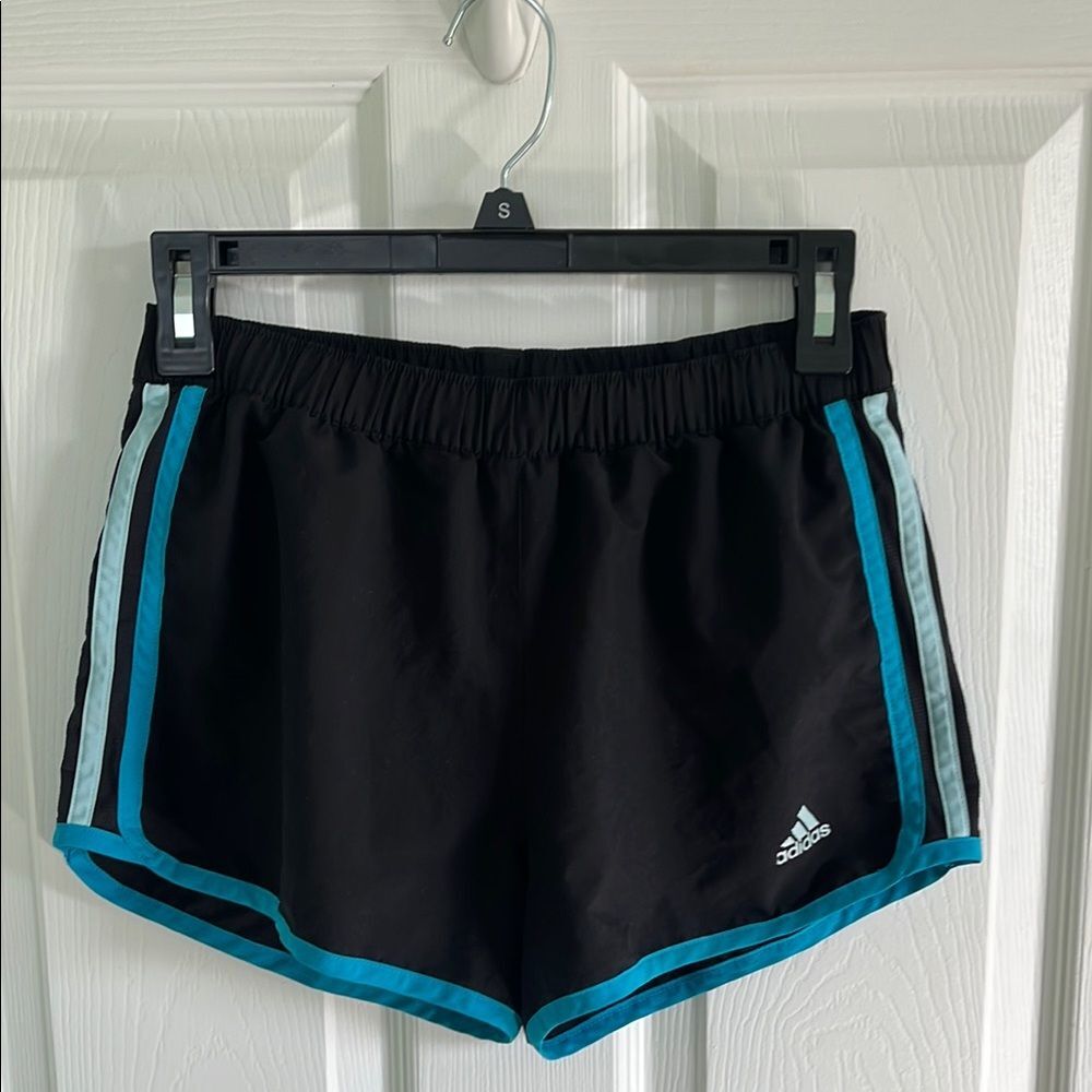 Adidas Women's Black Shorts with Blue Trim